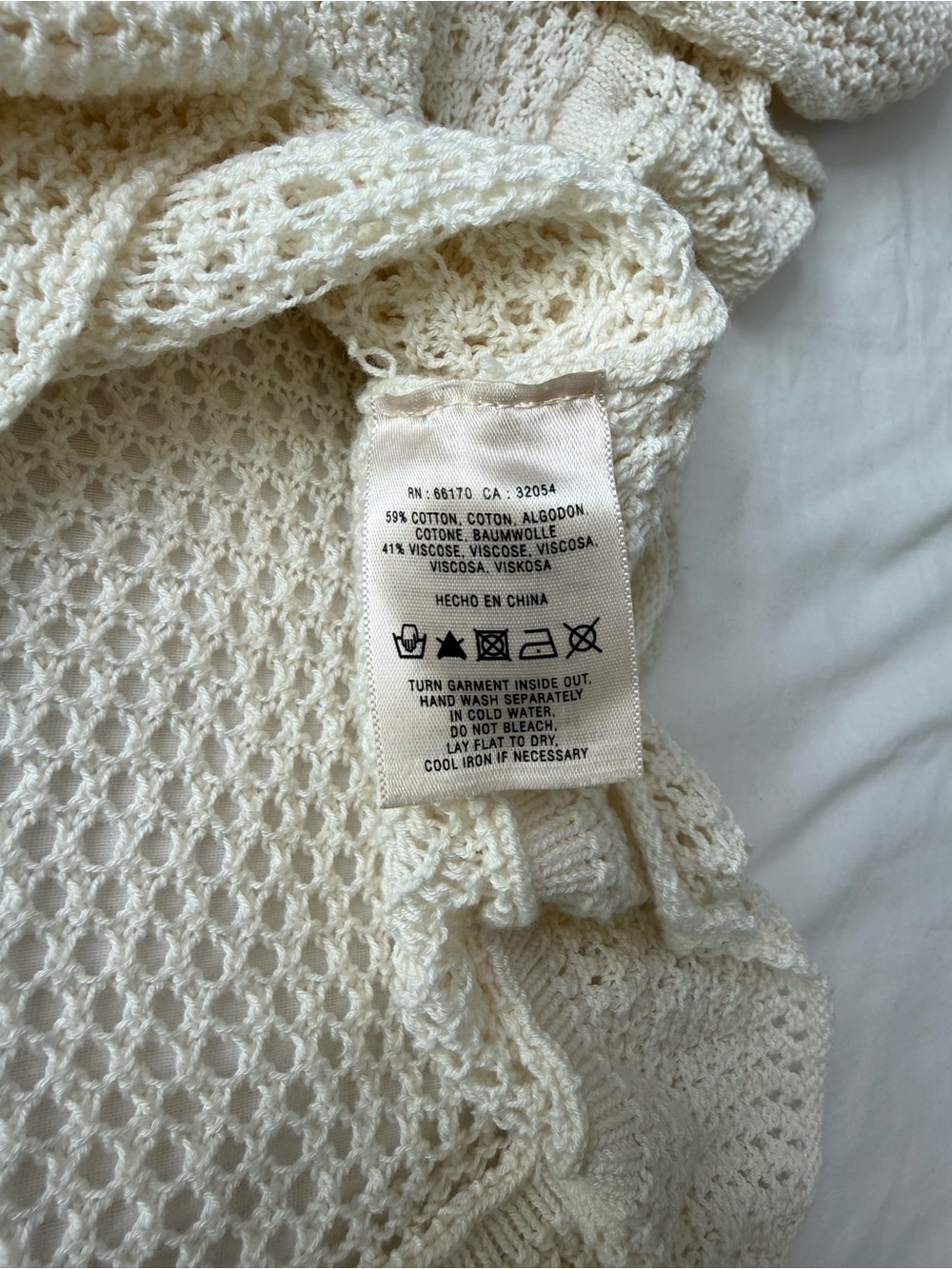 Anthropologie Angel of the North Cream Crochet Ruffle Top Size Large - Picture 11 of 11